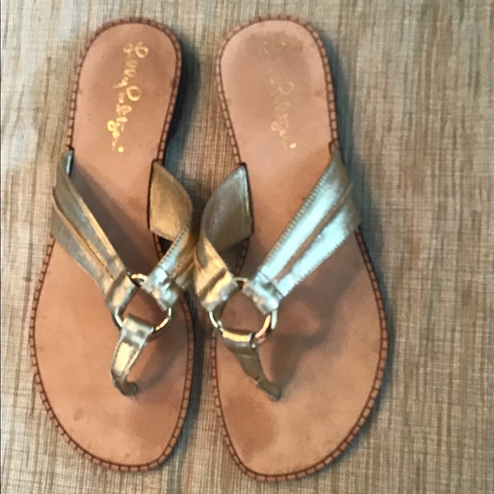 Lilly Pulitzer gold sandals